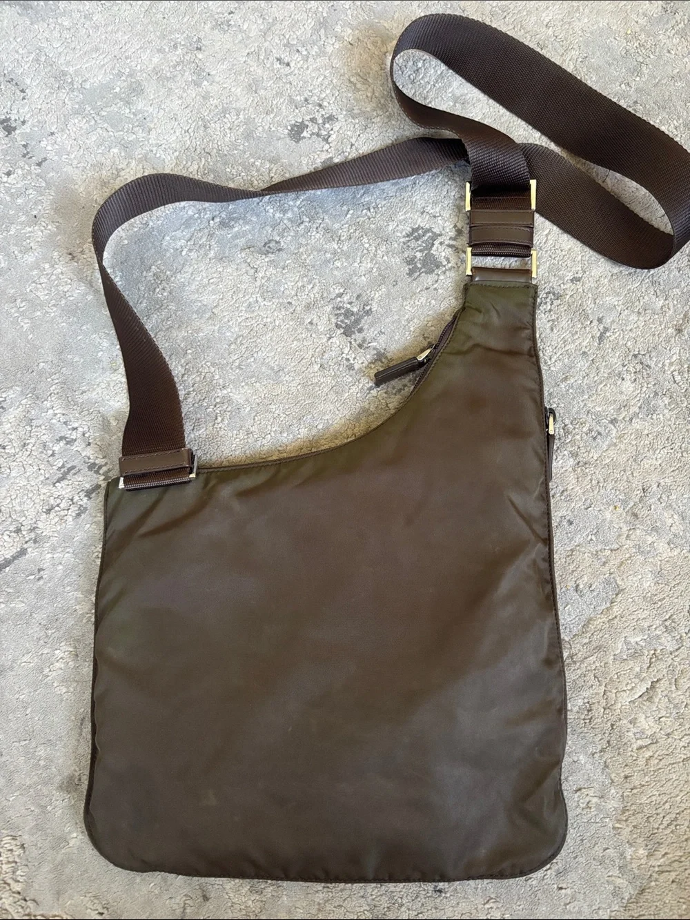 Prada Tessuto Olive/Brown Nylon Crossbody Messenger Bag